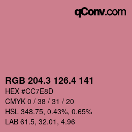 カラーコード: RGB 204.3 126.4 141 | qconv.com