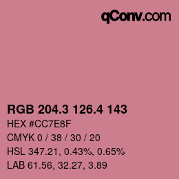 カラーコード: RGB 204.3 126.4 143 | qconv.com