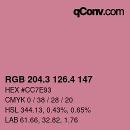 カラーコード: RGB 204.3 126.4 147 | qconv.com