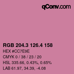 カラーコード: RGB 204.3 126.4 158 | qconv.com