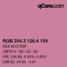 カラーコード: RGB 204.3 126.4 159 | qconv.com