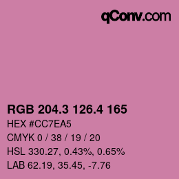 カラーコード: RGB 204.3 126.4 165 | qconv.com