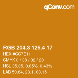 カラーコード: RGB 204.3 126.4 17 | qconv.com
