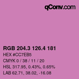 カラーコード: RGB 204.3 126.4 181 | qconv.com