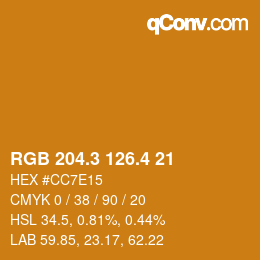 カラーコード: RGB 204.3 126.4 21 | qconv.com