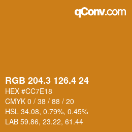カラーコード: RGB 204.3 126.4 24 | qconv.com