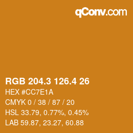 カラーコード: RGB 204.3 126.4 26 | qconv.com