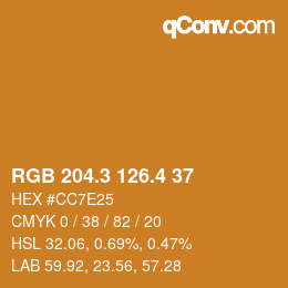 カラーコード: RGB 204.3 126.4 37 | qconv.com