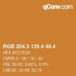 カラーコード: RGB 204.3 126.4 48.4 | qconv.com