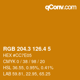 カラーコード: RGB 204.3 126.4 5 | qconv.com