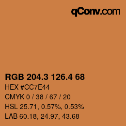 カラーコード: RGB 204.3 126.4 68 | qconv.com
