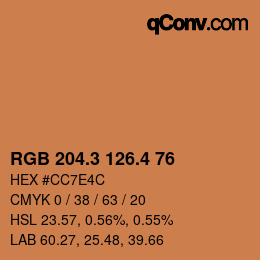 カラーコード: RGB 204.3 126.4 76 | qconv.com