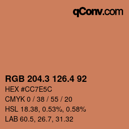 カラーコード: RGB 204.3 126.4 92 | qconv.com
