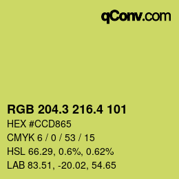 カラーコード: RGB 204.3 216.4 101 | qconv.com