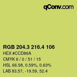 カラーコード: RGB 204.3 216.4 106 | qconv.com