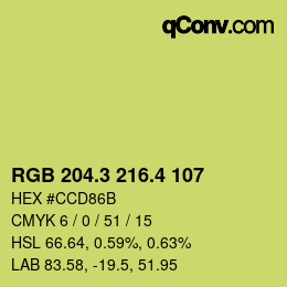 カラーコード: RGB 204.3 216.4 107 | qconv.com