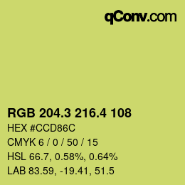 カラーコード: RGB 204.3 216.4 108 | qconv.com
