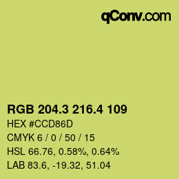 カラーコード: RGB 204.3 216.4 109 | qconv.com