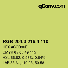 カラーコード: RGB 204.3 216.4 110 | qconv.com