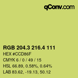 カラーコード: RGB 204.3 216.4 111 | qconv.com