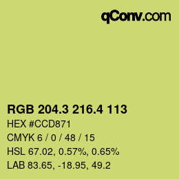 カラーコード: RGB 204.3 216.4 113 | qconv.com