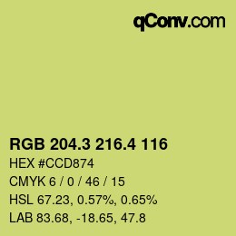 カラーコード: RGB 204.3 216.4 116 | qconv.com