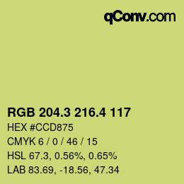 カラーコード: RGB 204.3 216.4 117 | qconv.com