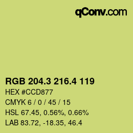 カラーコード: RGB 204.3 216.4 119 | qconv.com