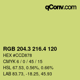 カラーコード: RGB 204.3 216.4 120 | qconv.com