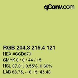 カラーコード: RGB 204.3 216.4 121 | qconv.com