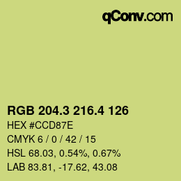 カラーコード: RGB 204.3 216.4 126 | qconv.com
