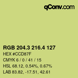 カラーコード: RGB 204.3 216.4 127 | qconv.com