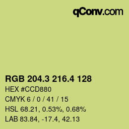カラーコード: RGB 204.3 216.4 128 | qconv.com