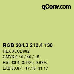 カラーコード: RGB 204.3 216.4 130 | qconv.com