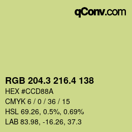 カラーコード: RGB 204.3 216.4 138 | qconv.com