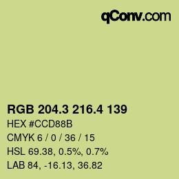 カラーコード: RGB 204.3 216.4 139 | qconv.com