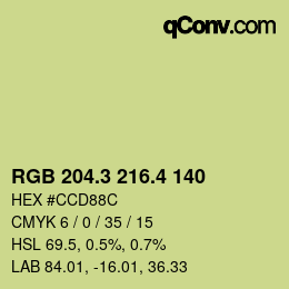 カラーコード: RGB 204.3 216.4 140 | qconv.com
