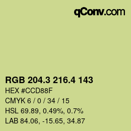 カラーコード: RGB 204.3 216.4 143 | qconv.com