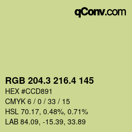 カラーコード: RGB 204.3 216.4 145 | qconv.com