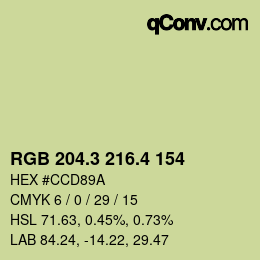 カラーコード: RGB 204.3 216.4 154 | qconv.com