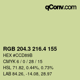 カラーコード: RGB 204.3 216.4 155 | qconv.com