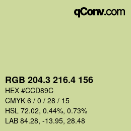 カラーコード: RGB 204.3 216.4 156 | qconv.com