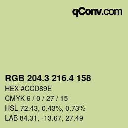 カラーコード: RGB 204.3 216.4 158 | qconv.com
