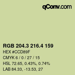 カラーコード: RGB 204.3 216.4 159 | qconv.com