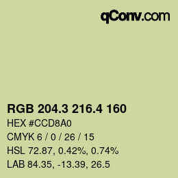 カラーコード: RGB 204.3 216.4 160 | qconv.com