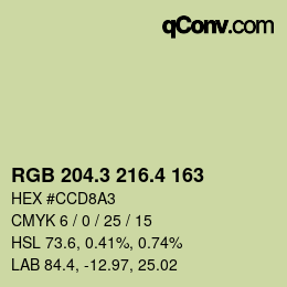 カラーコード: RGB 204.3 216.4 163 | qconv.com