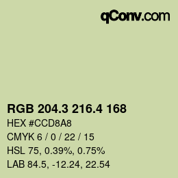 カラーコード: RGB 204.3 216.4 168 | qconv.com