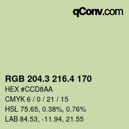 カラーコード: RGB 204.3 216.4 170 | qconv.com