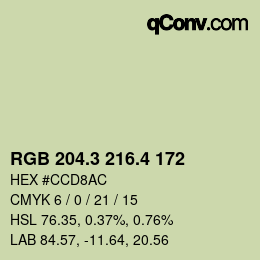 カラーコード: RGB 204.3 216.4 172 | qconv.com