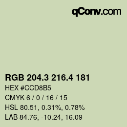 カラーコード: RGB 204.3 216.4 181 | qconv.com